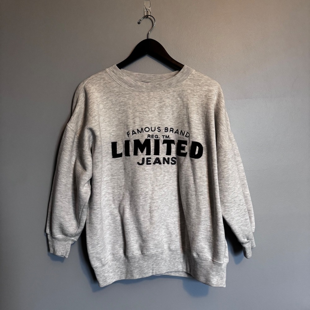 Vintage Limited Jeans Sweatshirt Gray Crewneck Graphic Pullover Womens Medium M